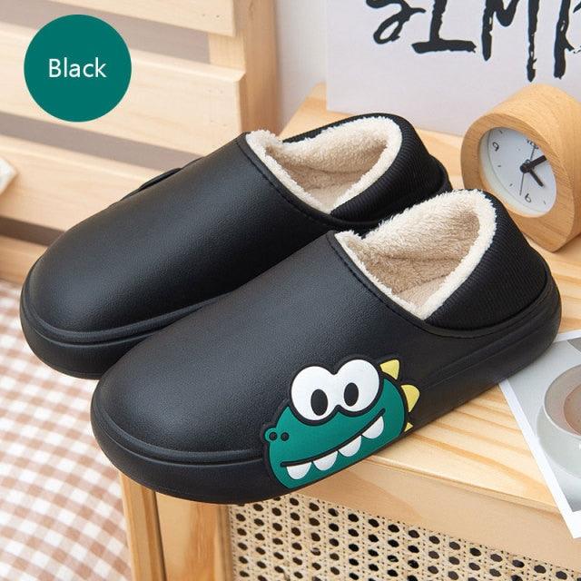 Chaussons Mignons Ours Latéral Imperméables en Coton pour Femmes Hiver Chaud Intérieur Extérieur Talon Enveloppé Chaussons Confort EVA Mousse à Mémoire de Forme Chaussons Imperméables Antidérapants Chaussons Chauds Lavables en Coton Mocassins