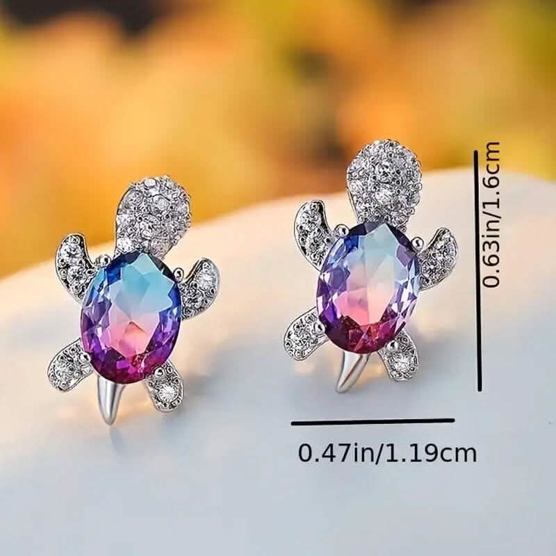 Clous d'oreilles mignons en zircone en forme de tortue