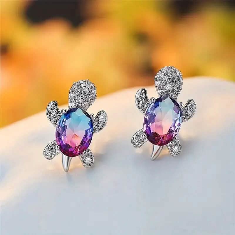 Clous d'oreilles mignons en zircone en forme de tortue