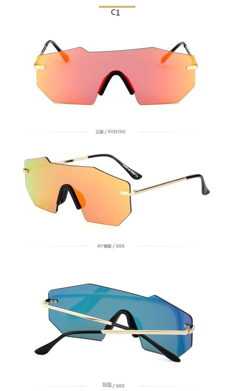 Lunettes de cyclisme Lunettes de soleil de sport Protection UV400 Baseball Pêche Ski Course Unisexe Lunettes de soleil polarisées de forme rectangulaire pour hommes et femmes Lunettes sans monture miroir de forme rétro