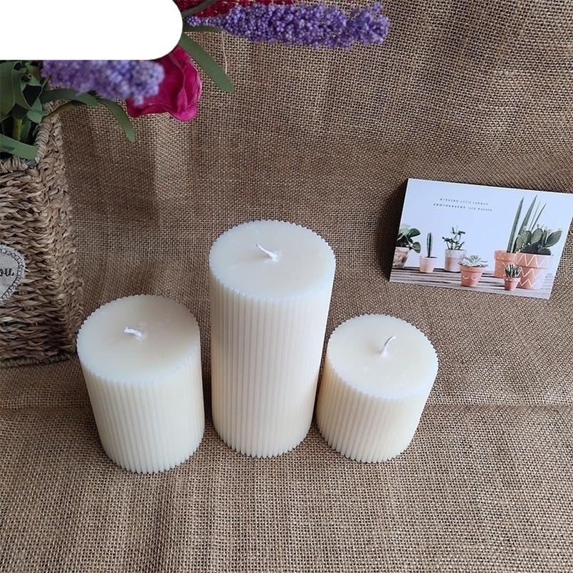 Bougies Pilier Cylindriques Rayées Bougies Parfumées Aromathérapie Bougies à Combustion Propre et sans Coulures Bougies Parfumées Aromathérapie Crème Décoration Maison Dîner Romantique aux Chandelles