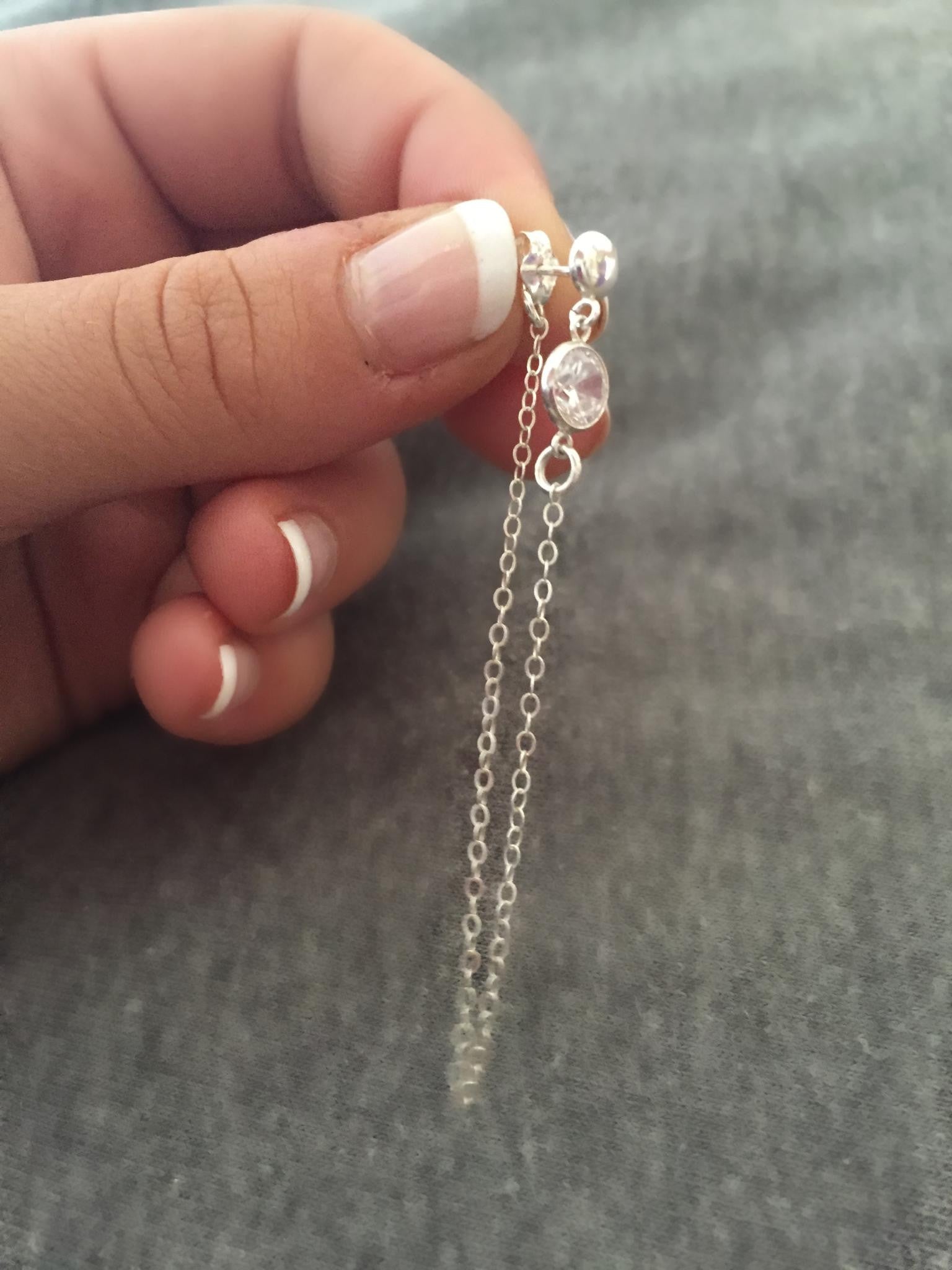 Boucles d'oreilles pendantes en argent sterling avec zircon cubique – Boucles d'oreilles modernes à maillons entrelacés