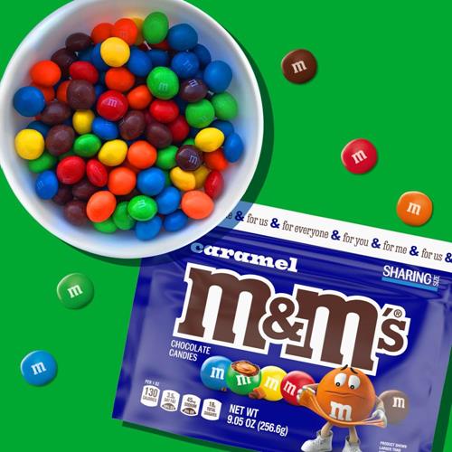 M&M's Caramel Chocolat au lait, Format familial, Sachet refermable de 256 g