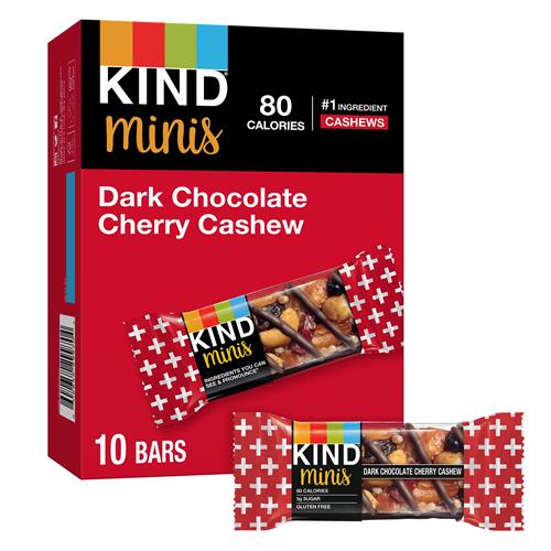 Kind Minis, chocolat noir, cerise et noix de cajou, 198 g (lot de 10)