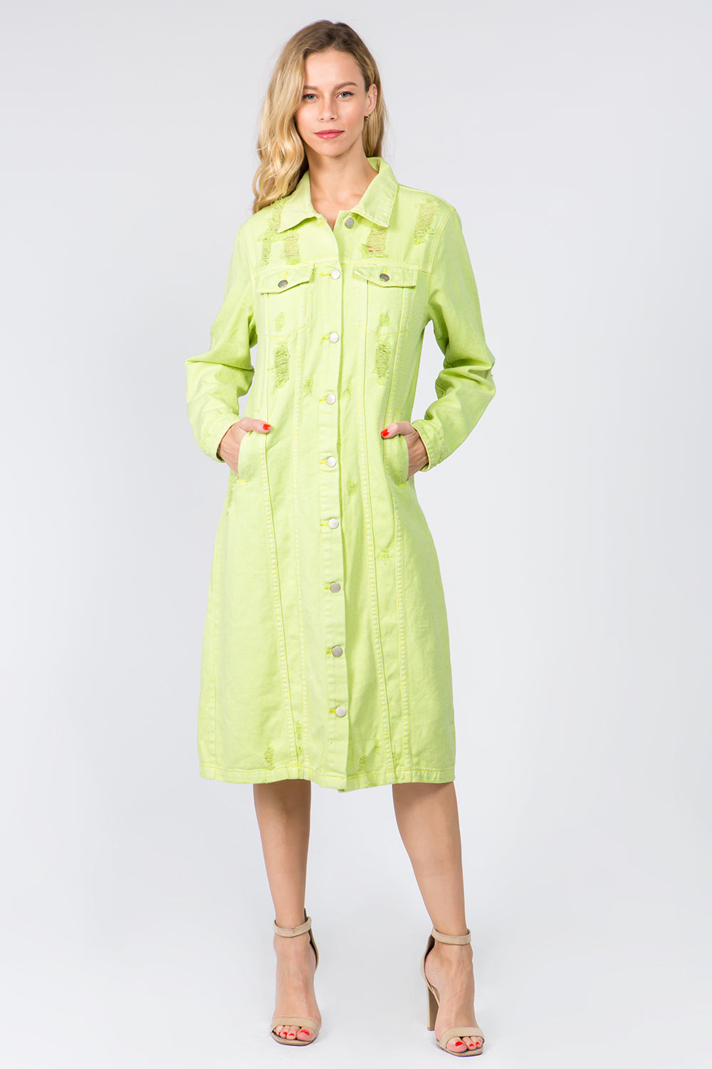 Robe en Jean Boutonnée et Délavée pour Femme – Robe Chemise en Jean, Robe Délavée, Robe Boutonnée, Robe en Jean Décontractée, Robe en Jean Vintage