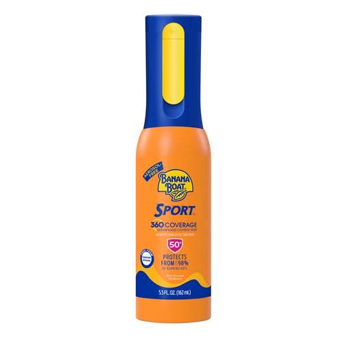 Banana Boat Sport 360 Couverture Spray Solaire FPS 50, Sans Aérosol, Couverture à 360°, Flacon Brume Rechargeable de 163 ml, Spray Solaire FPS 50