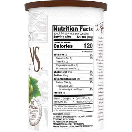 Raisins secs sans pépins Kroger 20 oz