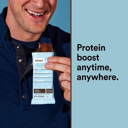 Barres protéinées Rxbar, En-cas protéiné, Barres d'en-cas, Amande Vanille, Boîte de 624 g (12 barres)