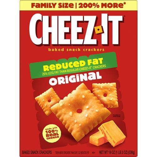 Craquelins au fromage Cheez-It, craquelins cuits au four, collations pour le déjeuner, format familial, Original allégé, boîte de 538 g (1 boîte)