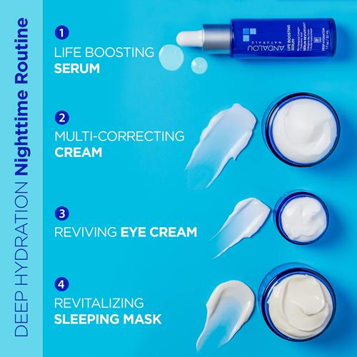 Crème Hydratante Visage Hydratation Intense Andalou Naturals, Crème Multi-Correctrice, Hydratant Jour et Nuit Pour le Visage à l'Acide Hyaluronique et au Collagène Végétalien Pour une Peau Plus Douce et Plus Souple, 50 ml