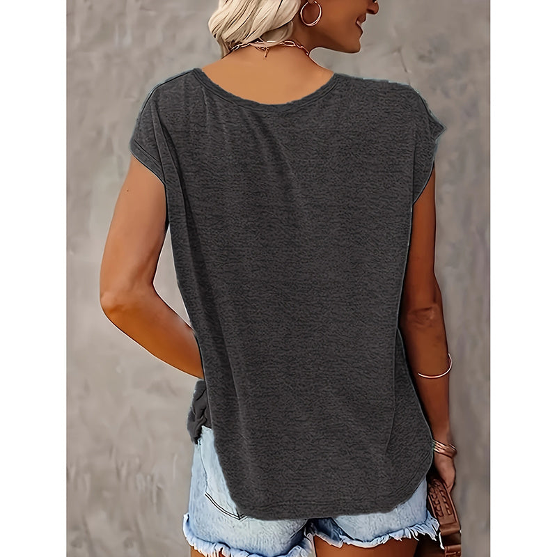 Lot de 2 hauts t-shirts à col en V imprimé graphique Fleurs Sauvages