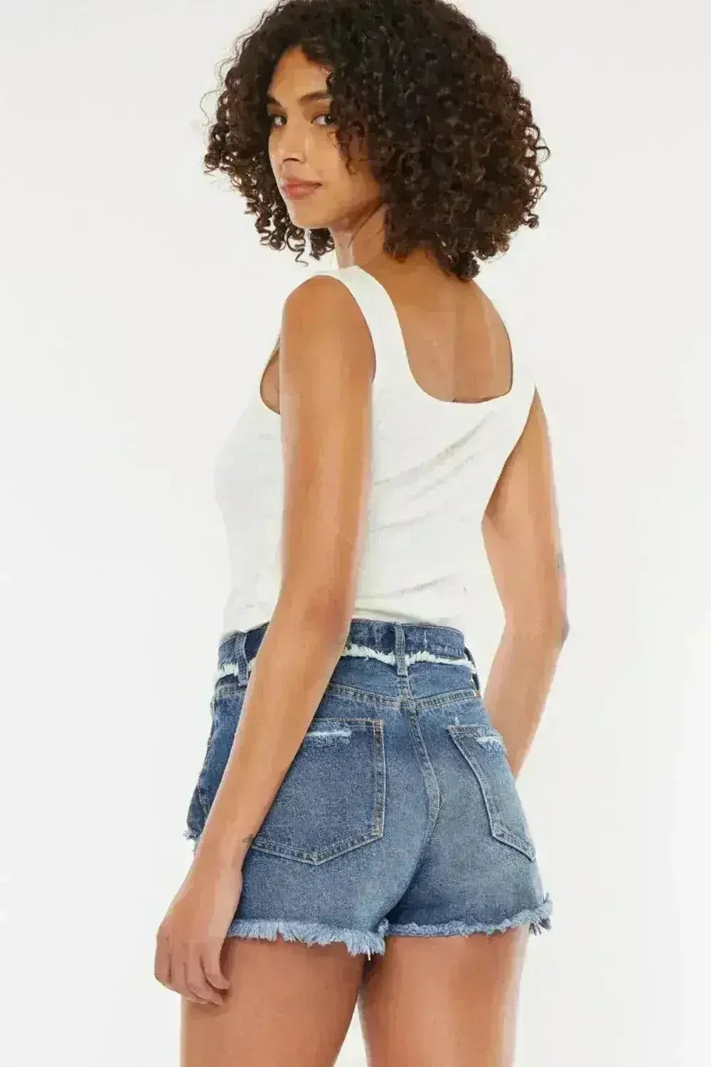 Shorts en jean Kancan déchirés à braguette boutonnée