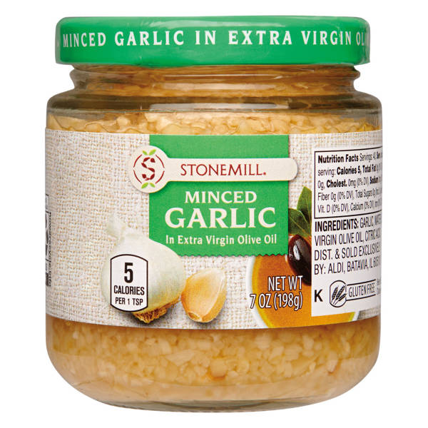 Ail Haché Stonemill dans l'Huile d'Olive Vierge Extra, 7 oz