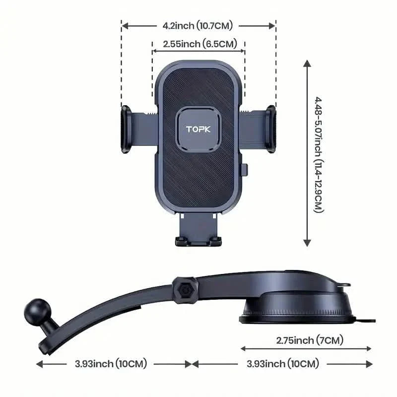 Support Téléphone Voiture TOPK D38C – Fixation Réglable pour Tableau de Bord