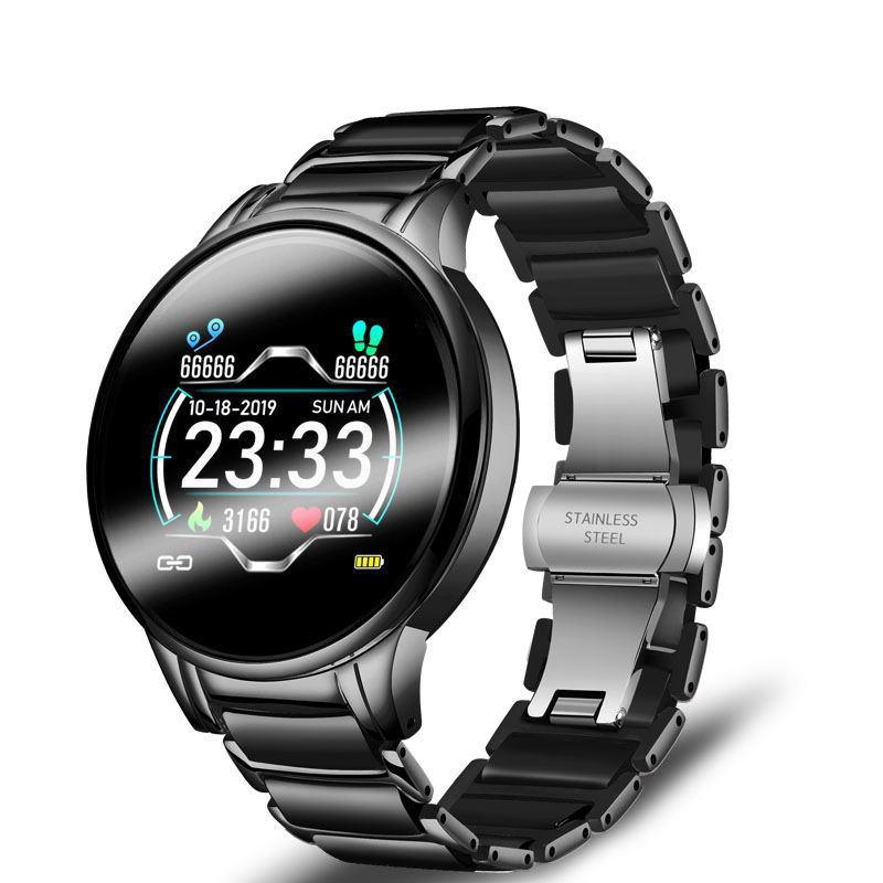 Nouvelle montre connectée de sport en céramique pour femme avec moniteur de fréquence cardiaque et de tension artérielle pour systèmes Android et iOS, bracelet en acier multifonctionnel