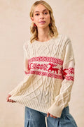 Pull torsadé BiBi motif de Noël