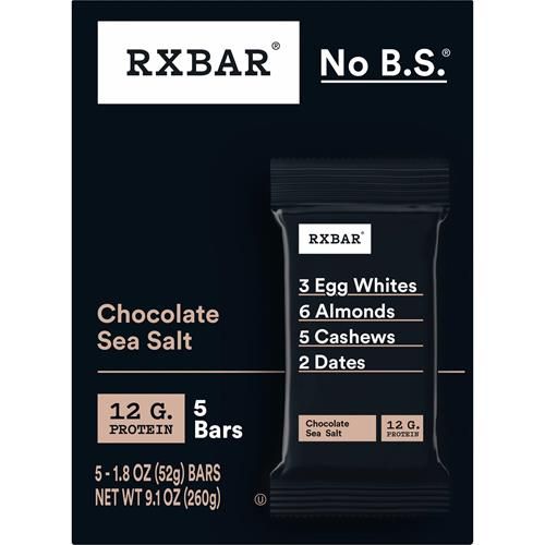 Barres protéinées Rxbar, En-cas protéiné, Barres d'en-cas, Chocolat et sel de mer, 9,1 oz (5 barres)