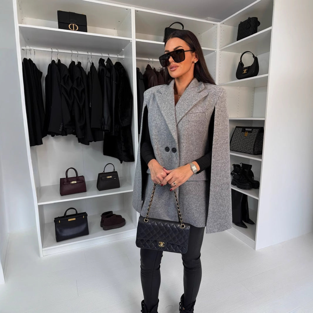 Manteau châle uni pour femme – Vêtement d'extérieur ample à envelopper