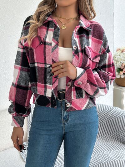 Veste à carreaux boutonnée à manches longues pour femme, confortable, tendance et décontractée, veste simple