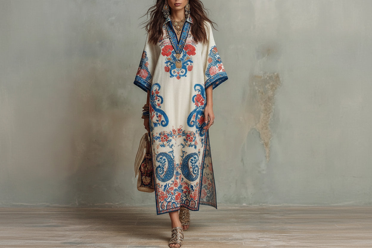 Robe élégante à volants, col en V, taille cintrée