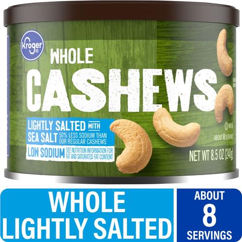 Noix de cajou entières légèrement salées de 8,5 oz de marque Kroger