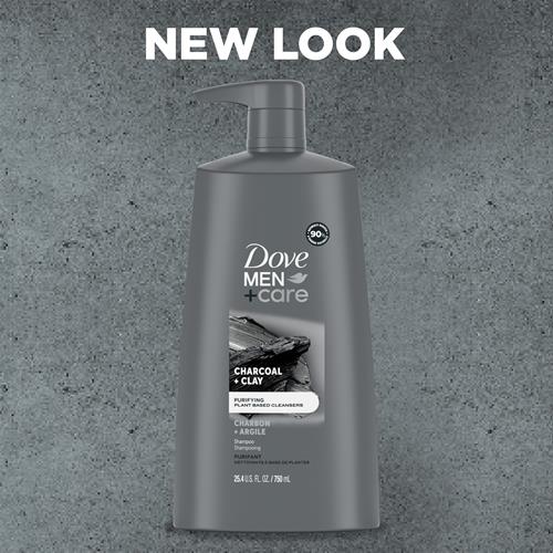 Dove Men+Care Shampoo pour Hommes Cheveux d'Apparence Saine Charbon + Argile Nettoyants d'Origine Végétale Naturelle 750 ml