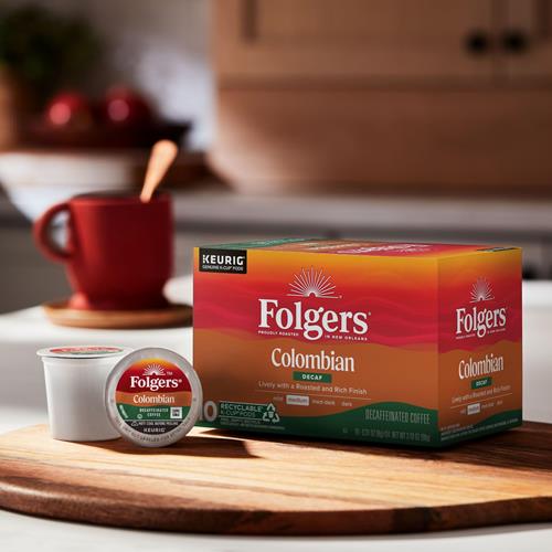 Café décaféiné Folgers Colombian, torréfaction moyenne, capsules Keurig K-Cup, boîte de 10 unités
