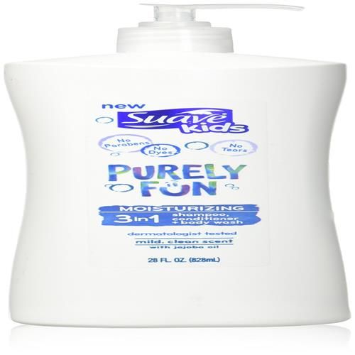 Suave Kids 3-en-1 Shampoing + Après-Shampoing + Gel Douche Purement Amusant, 828 ml (L'emballage peut varier)