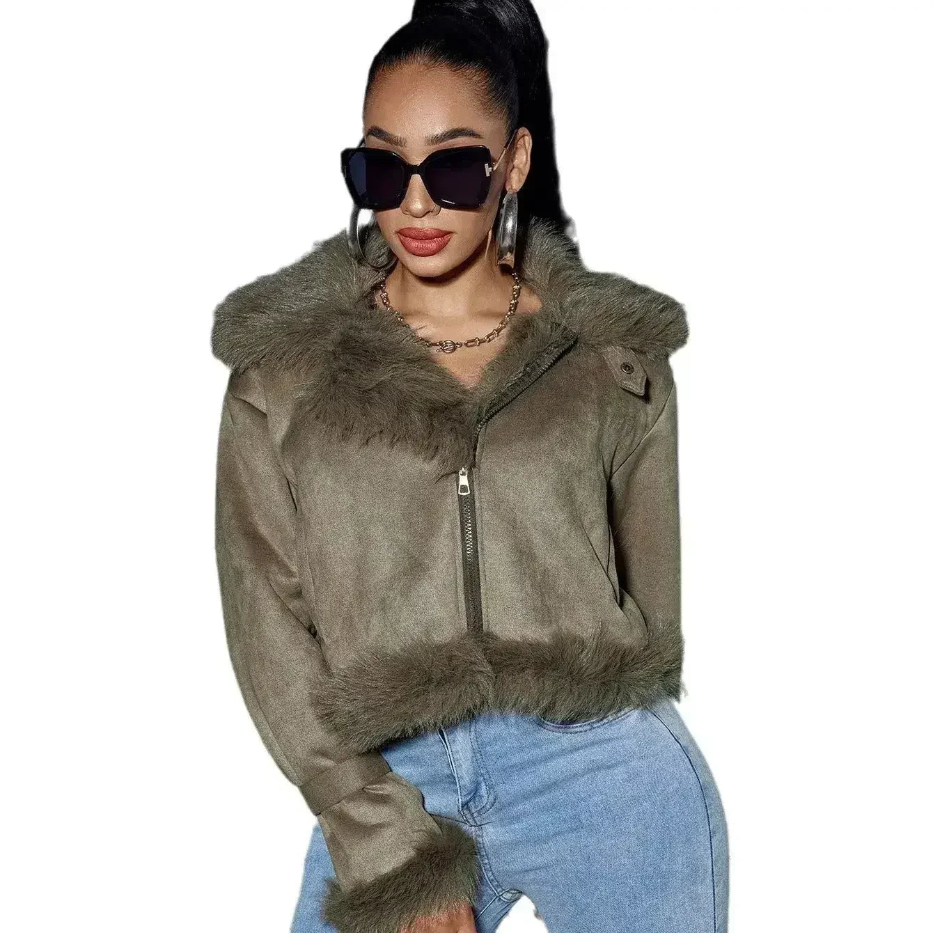 Manteau court en daim pour femme – Streetwear automne et hiver en similicuir