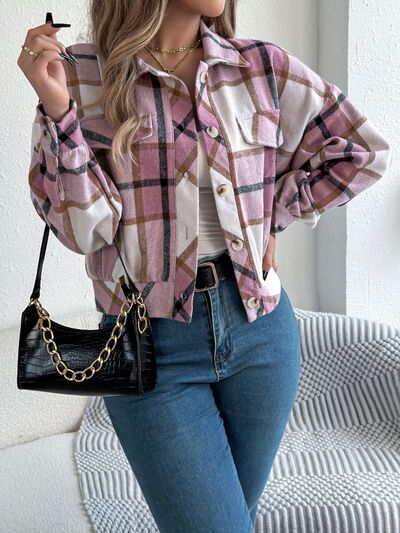 Veste à carreaux boutonnée à manches longues pour femme, confortable, tendance et décontractée, veste simple