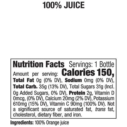Jus d'orange Tropicana Pure Premium 100% Original, sans pulpe, portion individuelle, bouteille de 325 ml