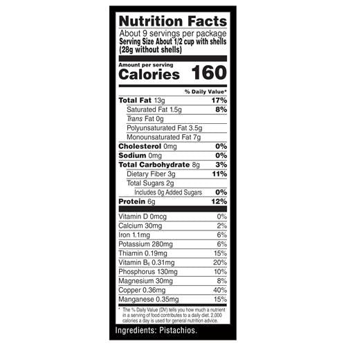 Pistaches Wonderful en Coque, Torréfiées Sans Sel, Sachet Refermable de 453 g, Snacks Protéinés, Sans Gluten, Snacks Sains pour Adultes