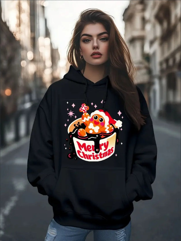 Sweat à capuche pain d'épices de Noël