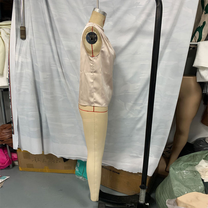 Haut élégant sans manches à col montant pour femme