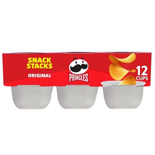 Pringles Chips de pommes de terre croustillantes, collations pour le déjeuner, collations sur le pouce, paquets de collations, Original, plateau de 8 oz (12 tasses)