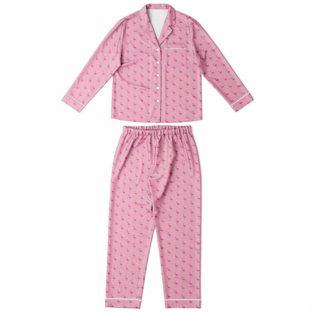 Pyjama en satin simple flamant rose