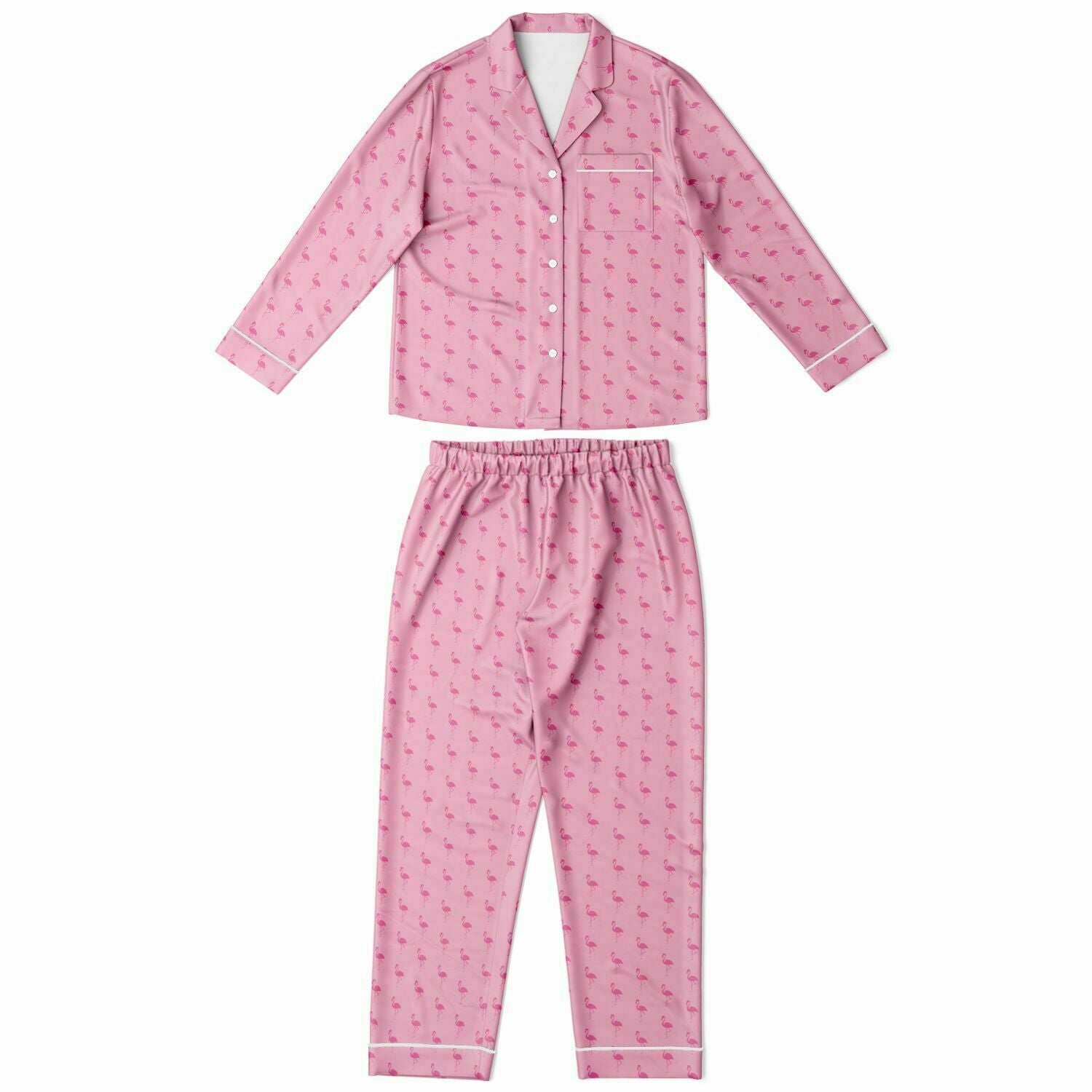 Pyjama en satin simple flamant rose