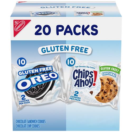 Oreo Biscuits Sandwich au Chocolat et Chips Ahoy! Biscuits aux pépites de chocolat, Lot de 20 paquets individuels de biscuits sans gluten