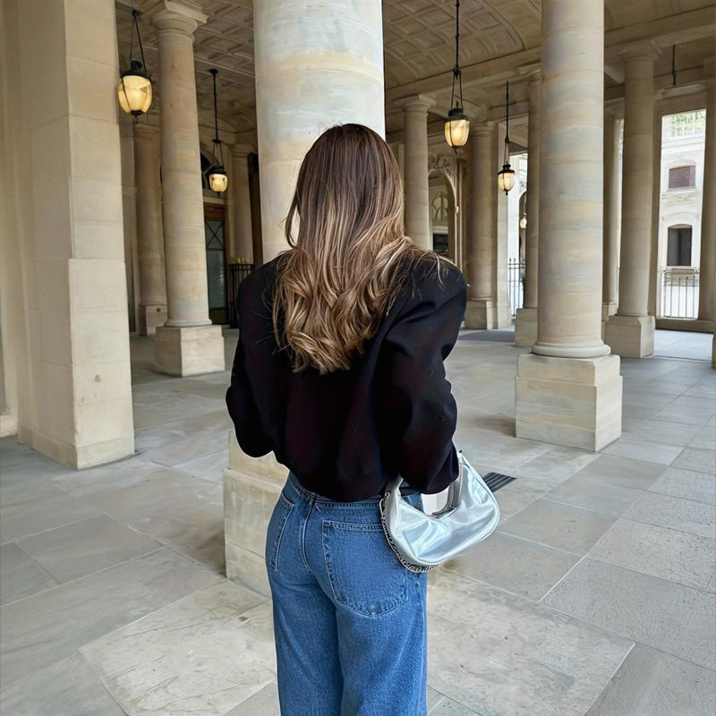 Veste de baseball unie à manches longues pour femme