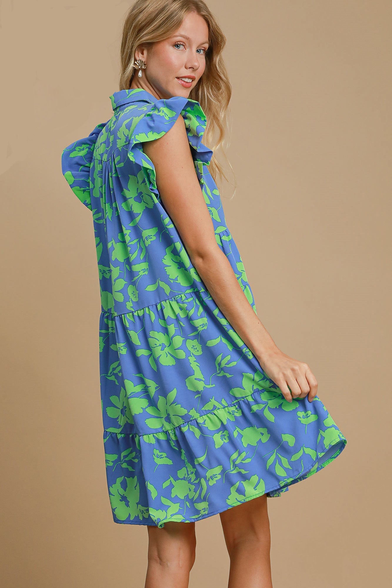 Robe Romantique Grande Taille Imprimé Floral Volants Manches Courtes Robe Grande Taille Légère Été