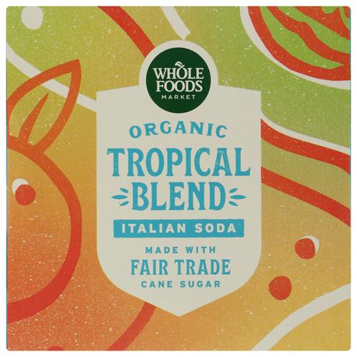 Boisson gazeuse italienne biologique Whole Foods Market, saveur fruits tropicaux, 33 cl (Lot de 4)