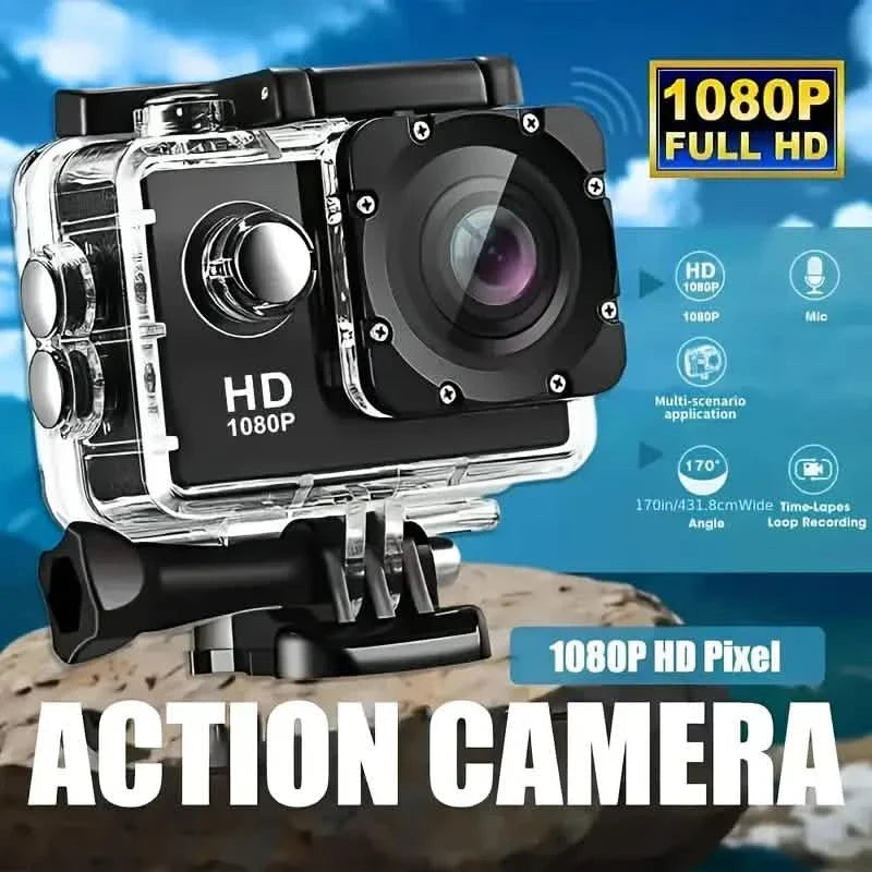 Caméra d'action Ultra HD 1080P – Grand angle 140°, objectif Fisheye, écran LCD