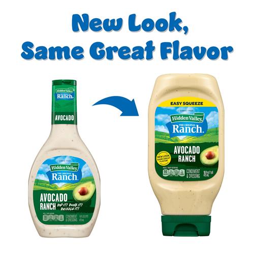 Sauce et vinaigrette ranch avocat Hidden Valley, bouteille de 473 ml (l'emballage peut varier)