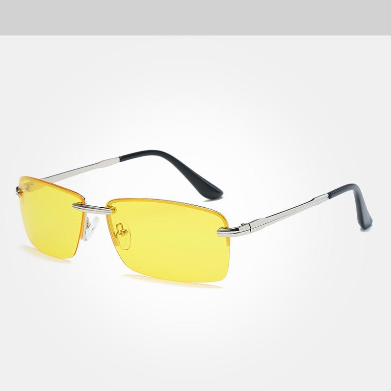 Lunettes de soleil de luxe classiques rétro sans monture pour homme, polarisées dorées, de marque de luxe, lunettes de conduite de nuit Oculos de sol