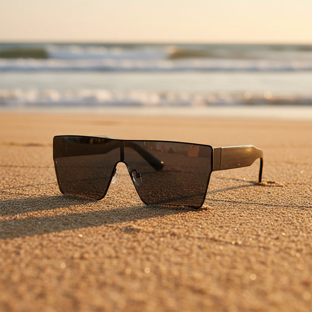 Lunettes de soleil carrées à monture métallique – Style hip-hop européen