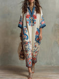 Robe élégante à volants, col en V, taille cintrée