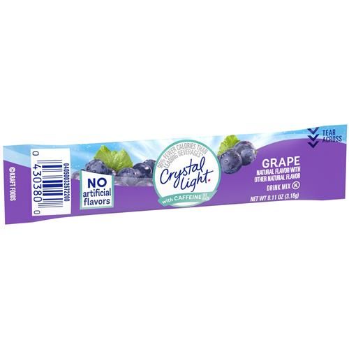 Crystal Light Raisin, mélange pour boisson en poudre naturellement aromatisé, avec caféine, 10 sachets individuels.