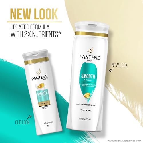 Shampooing Pantene Contrôle des frisottis, Lisse et soyeux, Sûr pour les cheveux colorés, 355 ml