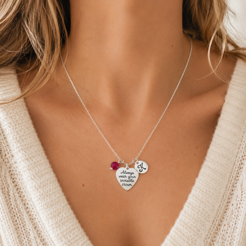 Always Wear Your Invisible Crown Necklace – Personalized Birthstone & Initial