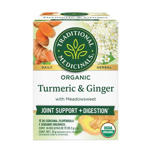 Thé Curcuma, Reine-des-prés et Gingembre Traditional Medicinals, 16 sachets.